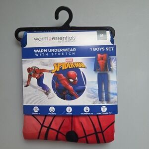 Boys ClimateRight by Cuddl Duds Spiderman Thermal Underwear Set (Size M 8/10)